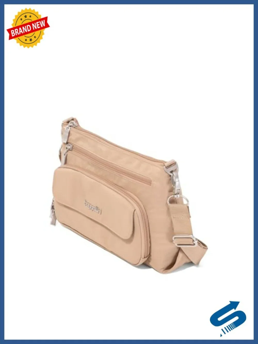 Crossbody Bag with RFID Protection, Lightweight Nylon, Zippered Travel Purse